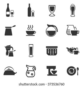 Utensils for the preparation of beverages icon set for web sites and user interface
