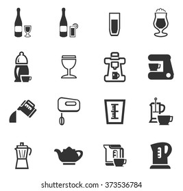 Utensils for the preparation of beverages icon set for web sites and user interface
