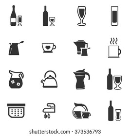 Utensils for the preparation of beverages icon set for web sites and user interface