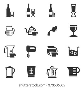 Utensils for the preparation of beverages icon set for web sites and user interface