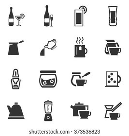 Utensils for the preparation of beverages icon set for web sites and user interface