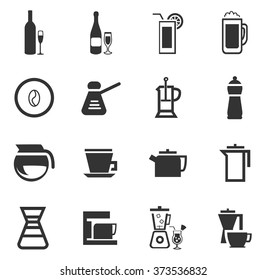 Utensils for the preparation of beverages icon set for web sites and user interface