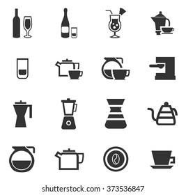 Utensils for the preparation of beverages icon set for web sites and user interface