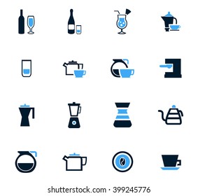 Utensils for the preparation of beverages icon set for web sites and user interface