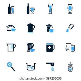 Utensils for the preparation of beverages icon set for web sites and user interface