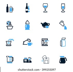 Utensils for the preparation of beverages icon set for web sites and user interface