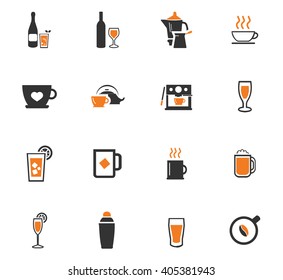 Utensils for the preparation of beverages icon set for web sites and user interface