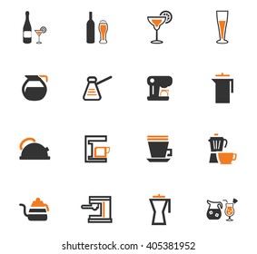 Utensils for the preparation of beverages icon set for web sites and user interface