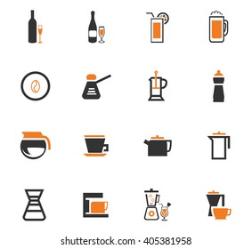 Utensils for the preparation of beverages icon set for web sites and user interface