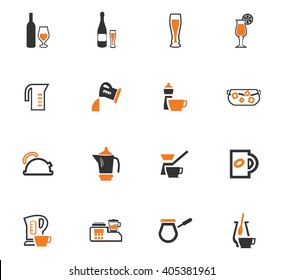 Utensils for the preparation of beverages icon set for web sites and user interface