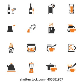 Utensils for the preparation of beverages icon set for web sites and user interface