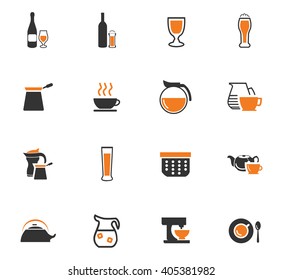 Utensils for the preparation of beverages icon set for web sites and user interface