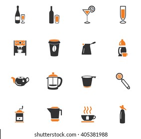 Utensils for the preparation of beverages icon set for web sites and user interface