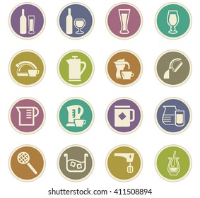 Utensils for the preparation of beverages icon set for web sites and user interface