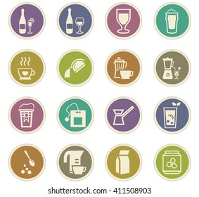 Utensils for the preparation of beverages icon set for web sites and user interface