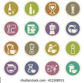 Utensils for the preparation of beverages icon set for web sites and user interface