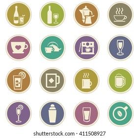 Utensils for the preparation of beverages icon set for web sites and user interface
