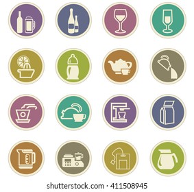 Utensils for the preparation of beverages icon set for web sites and user interface