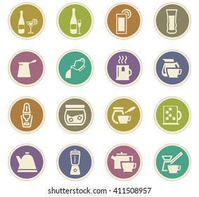 Utensils for the preparation of beverages icon set for web sites and user interface