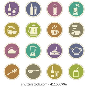 Utensils for the preparation of beverages icon set for web sites and user interface