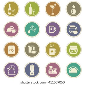 Utensils for the preparation of beverages icon set for web sites and user interface