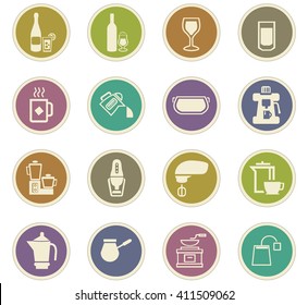 Utensils for the preparation of beverages icon set for web sites and user interface