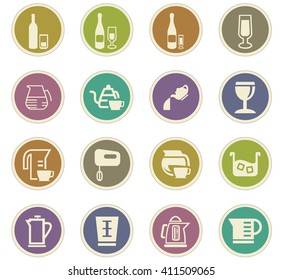 Utensils for the preparation of beverages icon set for web sites and user interface