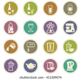 Utensils for the preparation of beverages icon set for web sites and user interface