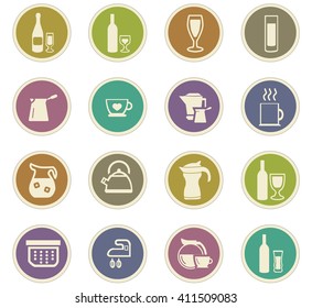 Utensils for the preparation of beverages icon set for web sites and user interface