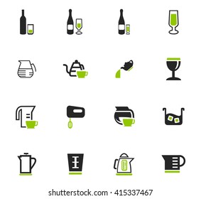 Utensils for the preparation of beverages icon set for web sites and user interface