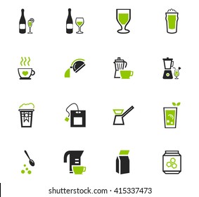 Utensils for the preparation of beverages icon set for web sites and user interface