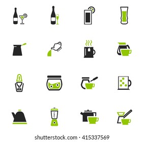 Utensils for the preparation of beverages icon set for web sites and user interface