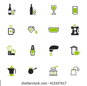 Utensils for the preparation of beverages icon set for web sites and user interface