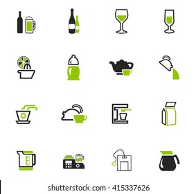 Utensils for the preparation of beverages icon set for web sites and user interface