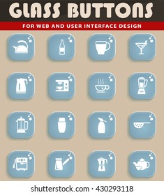 Utensils for the preparation of beverages icon set for web sites and user interface