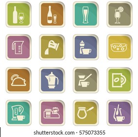 Utensils for the preparation of beverages icon set for web sites and user interface