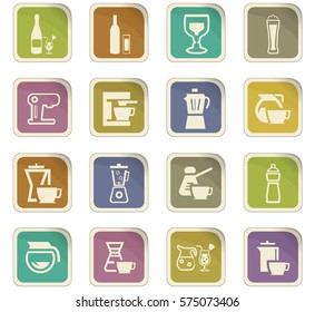 Utensils for the preparation of beverages icon set for web sites and user interface
