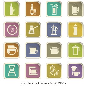 Utensils for the preparation of beverages icon set for web sites and user interface