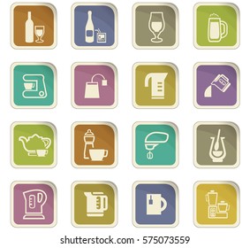 Utensils for the preparation of beverages icon set for web sites and user interface