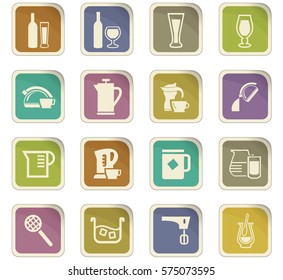 Utensils for the preparation of beverages icon set for web sites and user interface