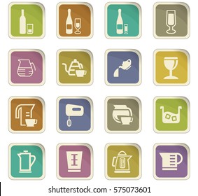 Utensils for the preparation of beverages icon set for web sites and user interface