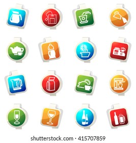 Utensils for the preparation of beverages stickers label icon set for web sites
