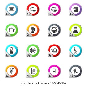 Utensils for the preparation of beverages web icons for user interface design