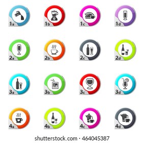 Utensils for the preparation of beverages web icons for user interface design