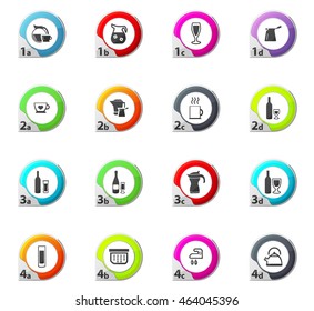 Utensils for the preparation of beverages web icons for user interface design