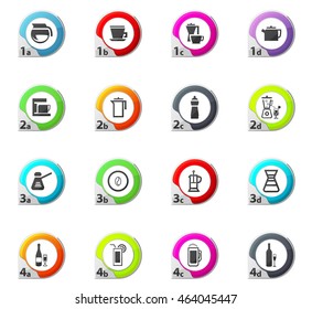 Utensils for the preparation of beverages web icons for user interface design