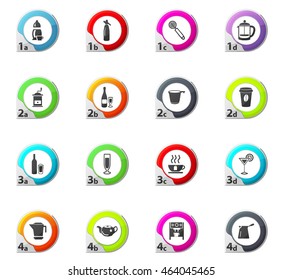 Utensils for the preparation of beverages web icons for user interface design