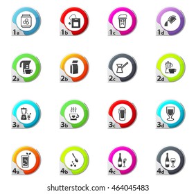 Utensils for the preparation of beverages web icons for user interface design