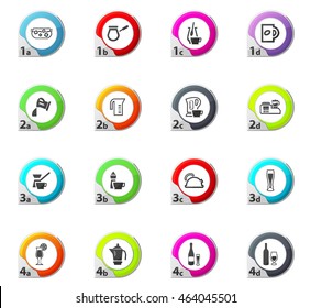 Utensils for the preparation of beverages web icons for user interface design