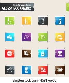 Utensils for the preparation vector bookmark icons for your design